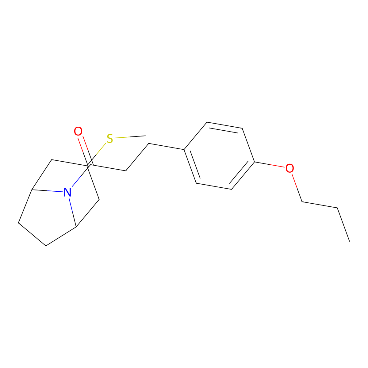 1-((1R,5S)-3-(methylthio)-8-azabicyclo[3.2.1]octan-8-yl)-3-(4-propoxyphenyl)propan-1-one molecular structure, CAS 1798677-30-1