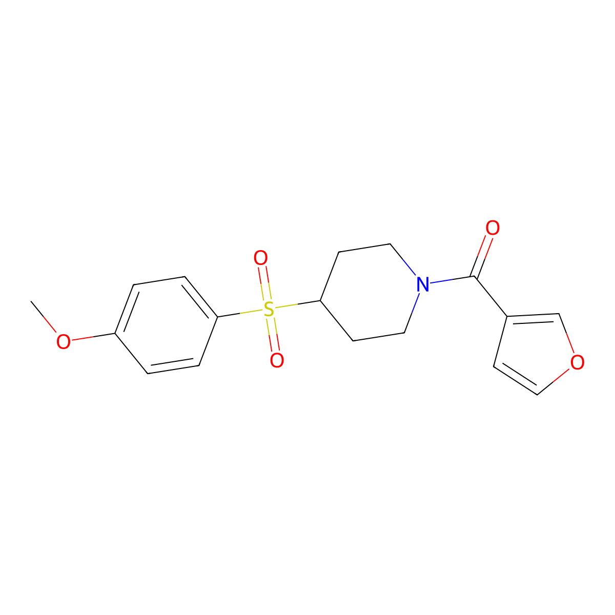 Furan-3-yl(4-((4-methoxyphenyl)sulfonyl)piperidin-1-yl)methanone molecular structure, CAS 1798677-35-6