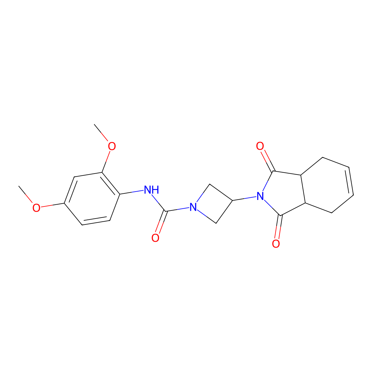 N-(2,4-dimethoxyphenyl)-3-(1,3-dioxo-3a,4,7,7a-tetrahydro-1H-isoindol-2(3H)-yl)azetidine-1-carboxamide molecular structure, CAS 1798677-38-9