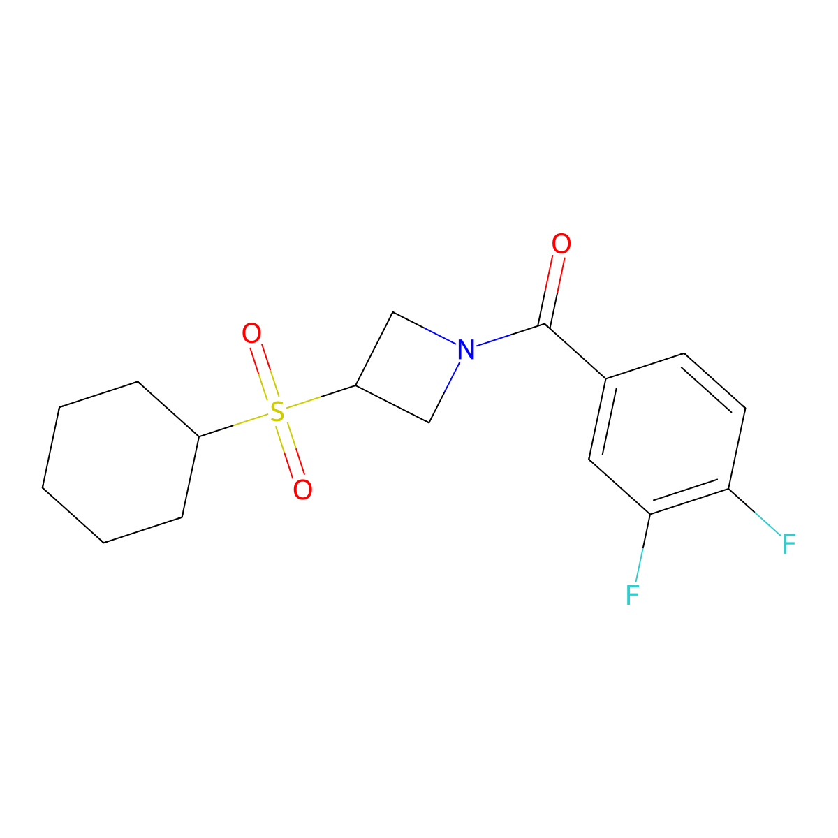 (3-(Cyclohexylsulfonyl)azetidin-1-yl)(3,4-difluorophenyl)methanone molecular structure, CAS 1798677-55-0