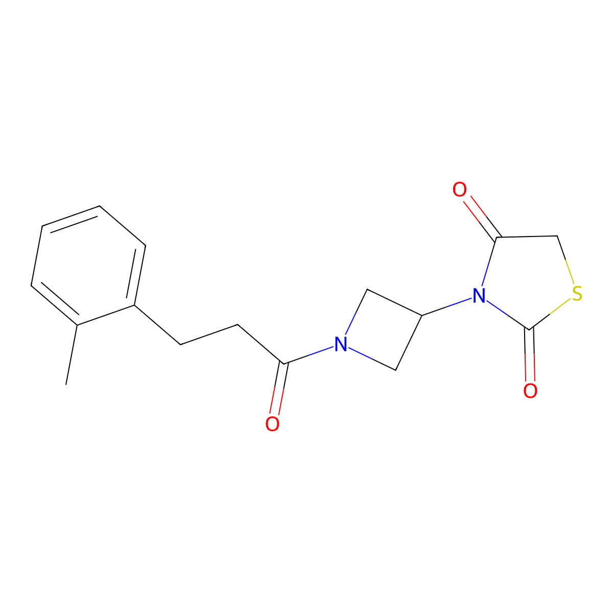 3-(1-(3-(o-Tolyl)propanoyl)azetidin-3-yl)thiazolidine-2,4-dione molecular structure, CAS 1798677-60-7
