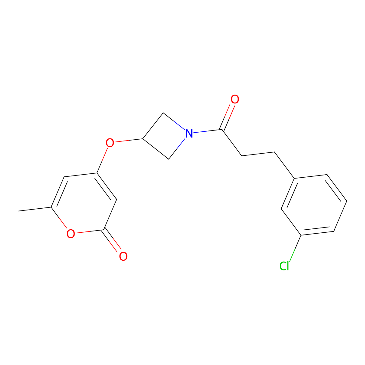 4-((1-(3-(3-chlorophenyl)propanoyl)azetidin-3-yl)oxy)-6-methyl-2H-pyran-2-one molecular structure, CAS 1798678-34-8
