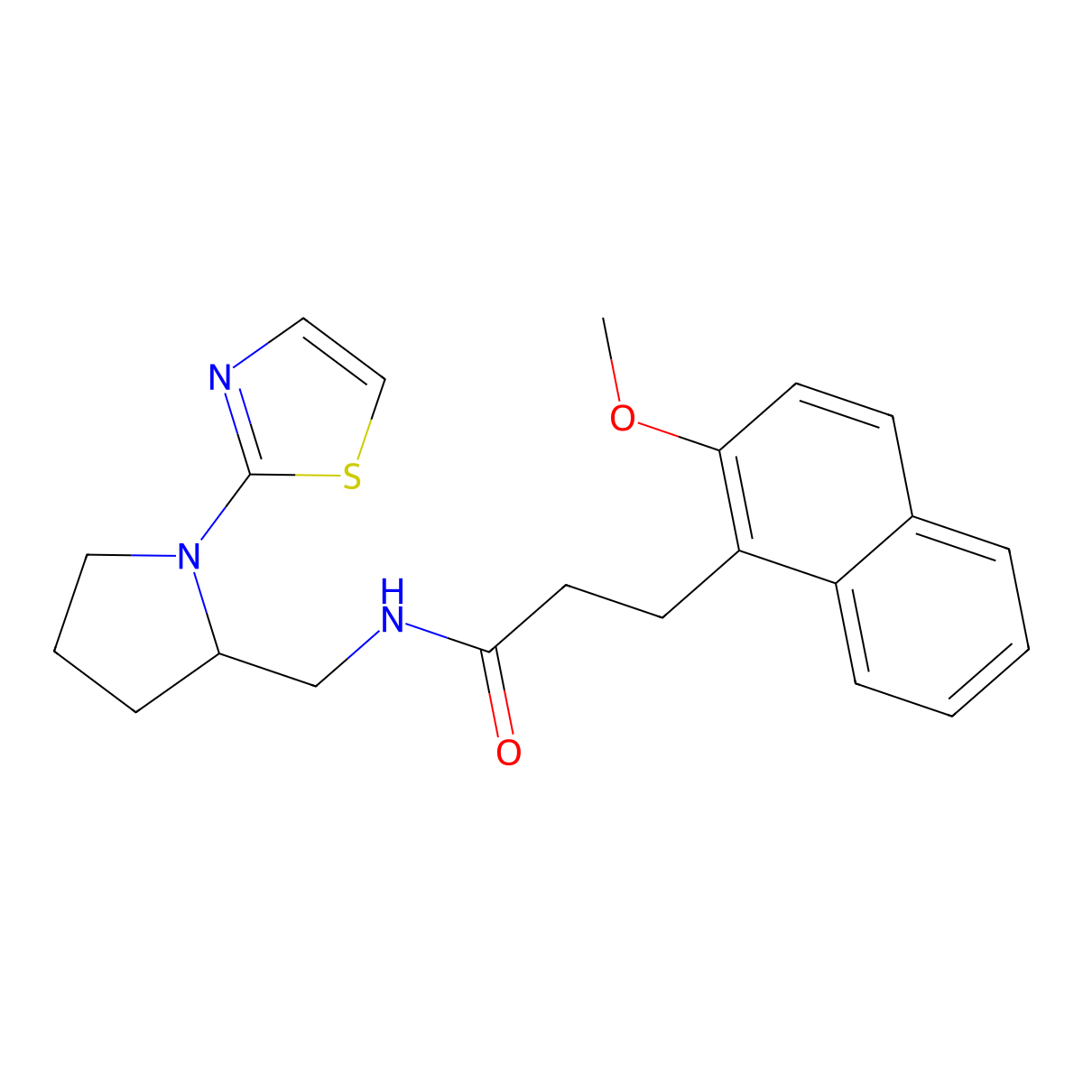 3-(2-methoxynaphthalen-1-yl)-N-((1-(thiazol-2-yl)pyrrolidin-2-yl)methyl)propanamide molecular structure, CAS 1798678-39-3
