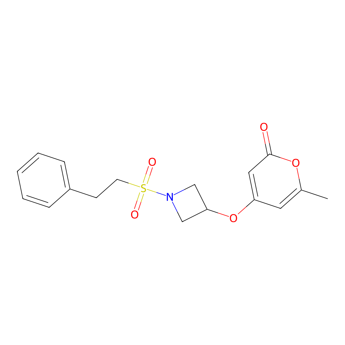 6-methyl-4-((1-(phenethylsulfonyl)azetidin-3-yl)oxy)-2H-pyran-2-one molecular structure, CAS 1798678-64-4