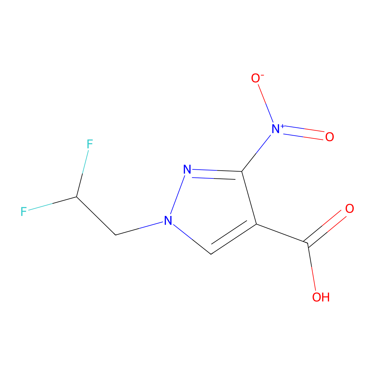 1-(2,2-difluoroethyl)-3-nitro-1H-pyrazole-4-carboxylic acid molecular structure, CAS 1798678-71-3