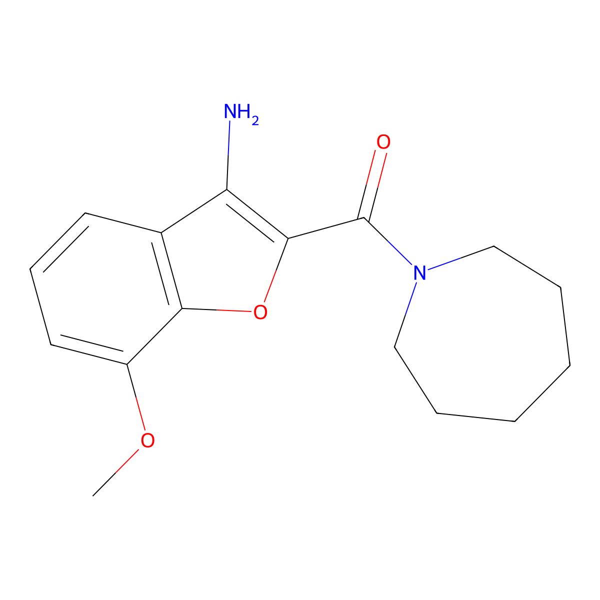 (3-Amino-7-methoxybenzofuran-2-yl)(azepan-1-yl)methanone molecular structure, CAS 1798678-84-8