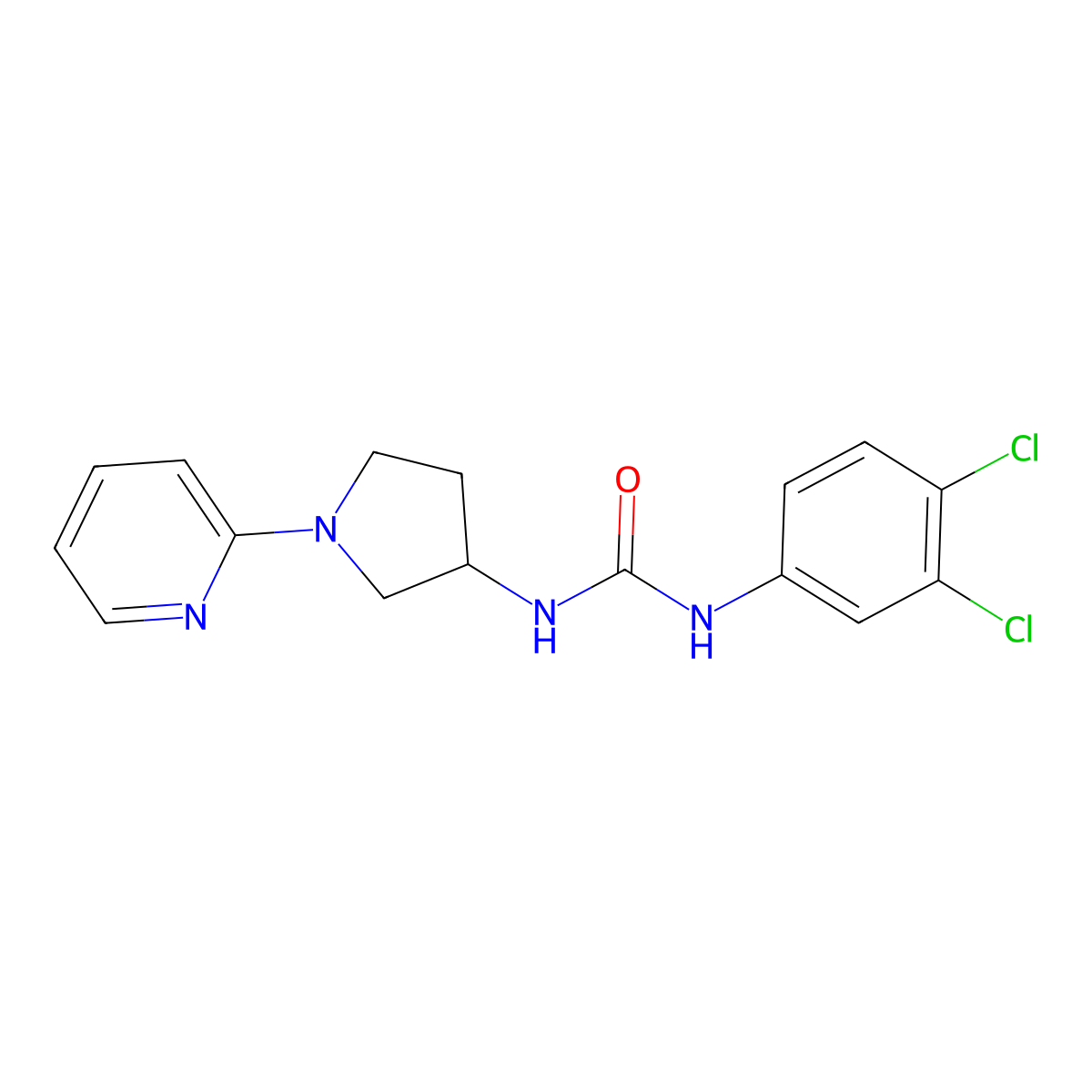 1-(3,4-Dichlorophenyl)-3-(1-(pyridin-2-yl)pyrrolidin-3-yl)urea molecular structure, CAS 1798678-85-9