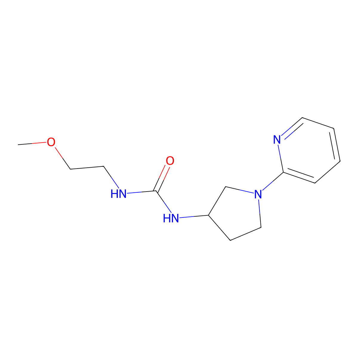 1-(2-Methoxyethyl)-3-(1-(pyridin-2-yl)pyrrolidin-3-yl)urea molecular structure, CAS 1798679-05-6