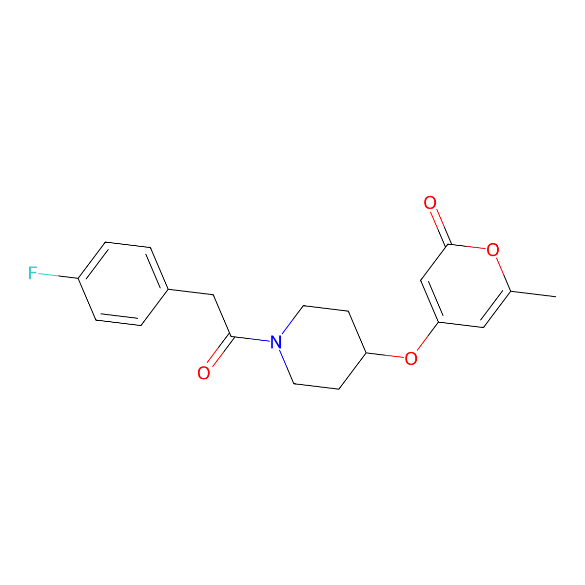 4-((1-(2-(4-fluorophenyl)acetyl)piperidin-4-yl)oxy)-6-methyl-2H-pyran-2-one molecular structure, CAS 1798679-17-0