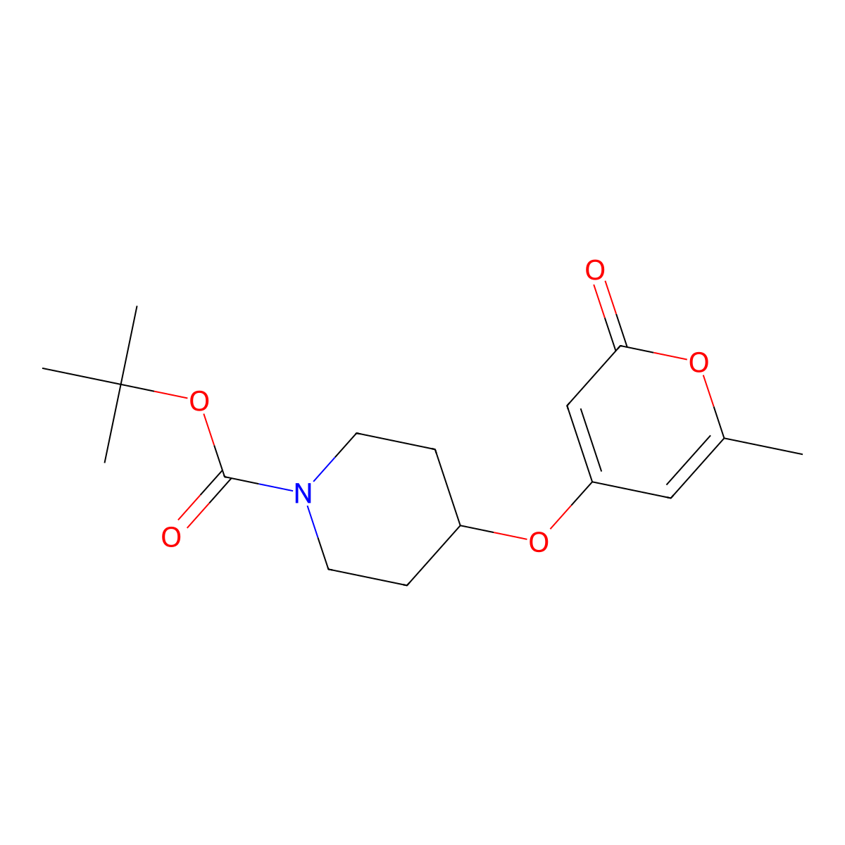 tert-butyl 4-((6-methyl-2-oxo-2H-pyran-4-yl)oxy)piperidine-1-carboxylate molecular structure, CAS 1798679-18-1