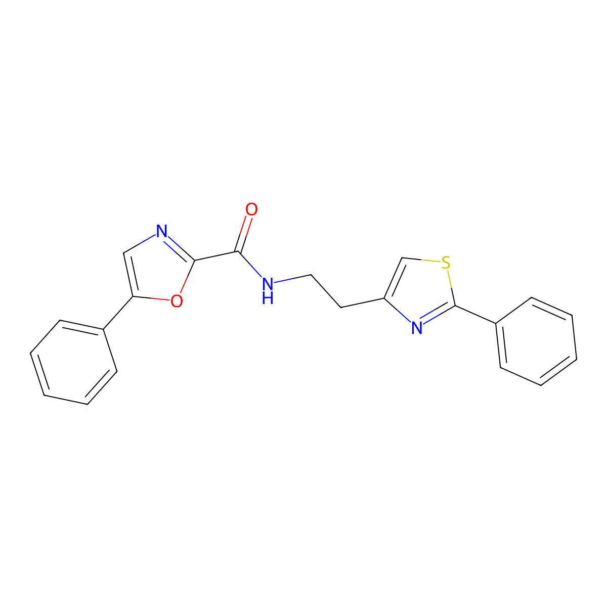 5-phenyl-N-(2-(2-phenylthiazol-4-yl)ethyl)oxazole-2-carboxamide molecular structure, CAS 1798679-36-3