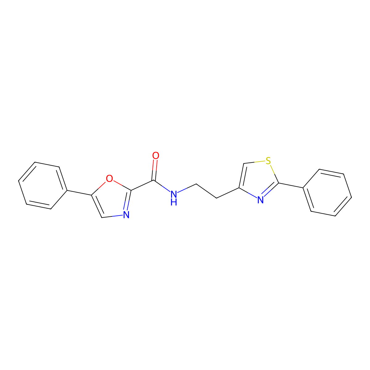 5-phenyl-N-(2-(2-phenylthiazol-4-yl)ethyl)oxazole-2-carboxamide molecular structure, CAS 1798679-36-3