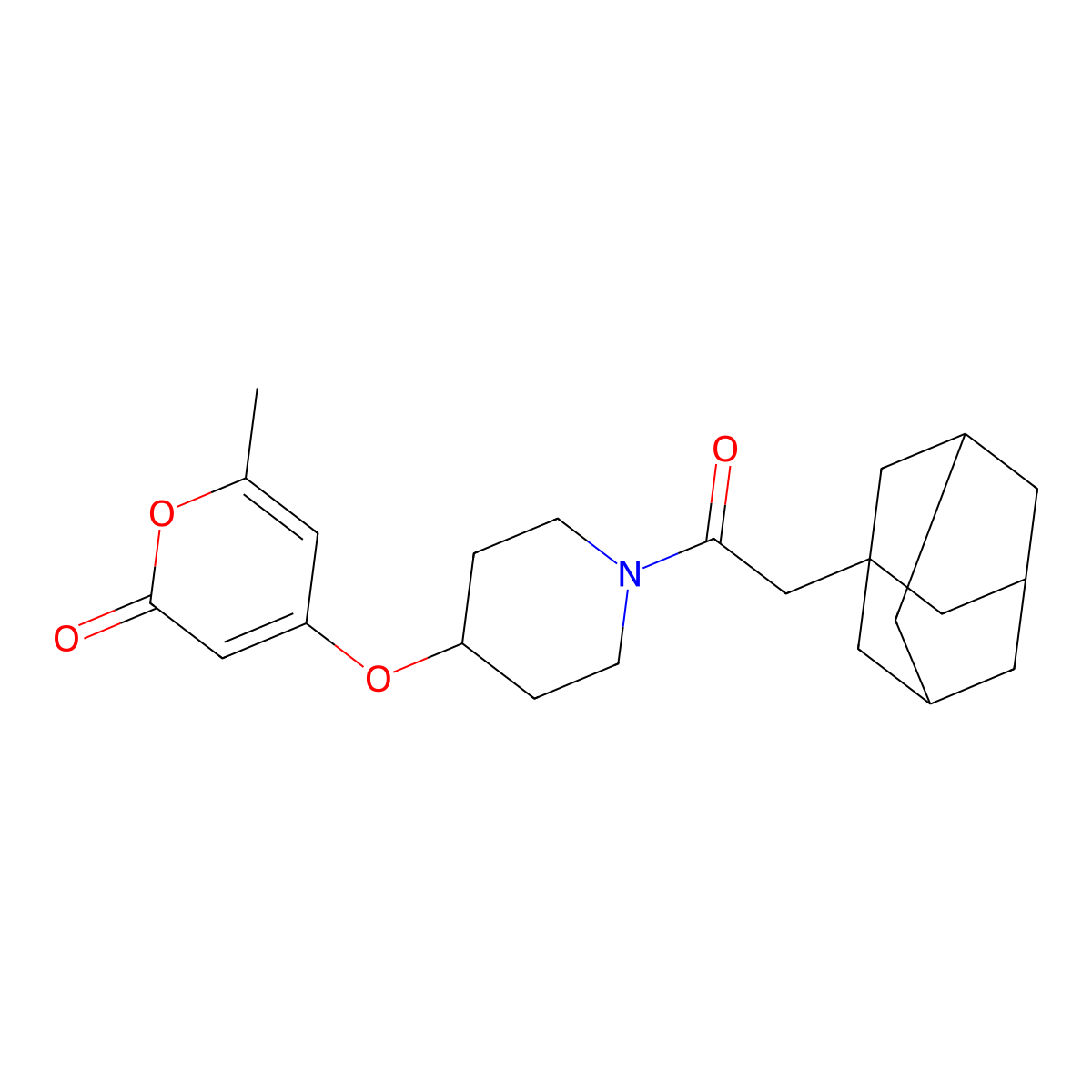 4-({1-[2-(adamantan-1-yl)acetyl]piperidin-4-yl}oxy)-6-methyl-2H-pyran-2-one molecular structure, CAS 1798679-38-5