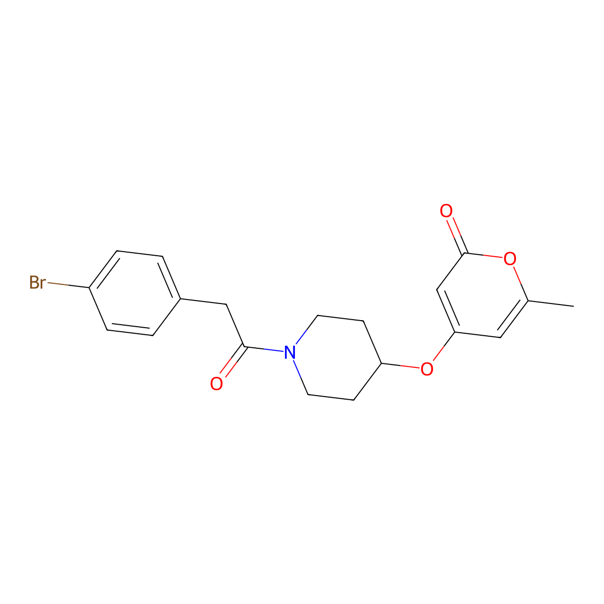 4-((1-(2-(4-bromophenyl)acetyl)piperidin-4-yl)oxy)-6-methyl-2H-pyran-2-one molecular structure, CAS 1798679-43-2