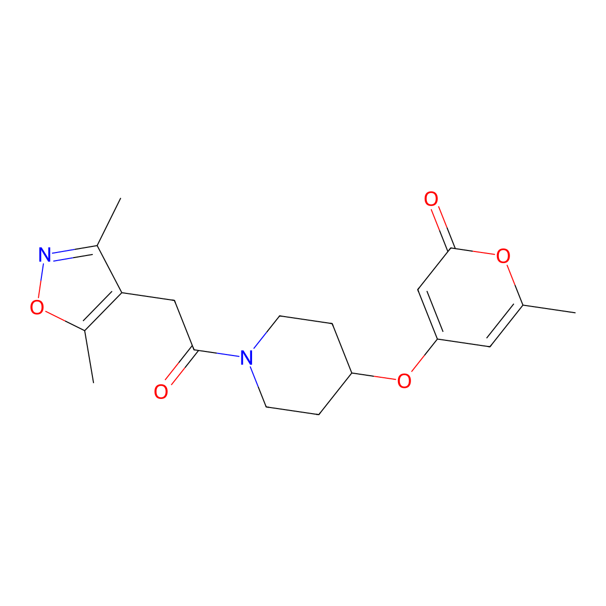 4-((1-(2-(3,5-dimethylisoxazol-4-yl)acetyl)piperidin-4-yl)oxy)-6-methyl-2H-pyran-2-one molecular structure, CAS 1798679-47-6