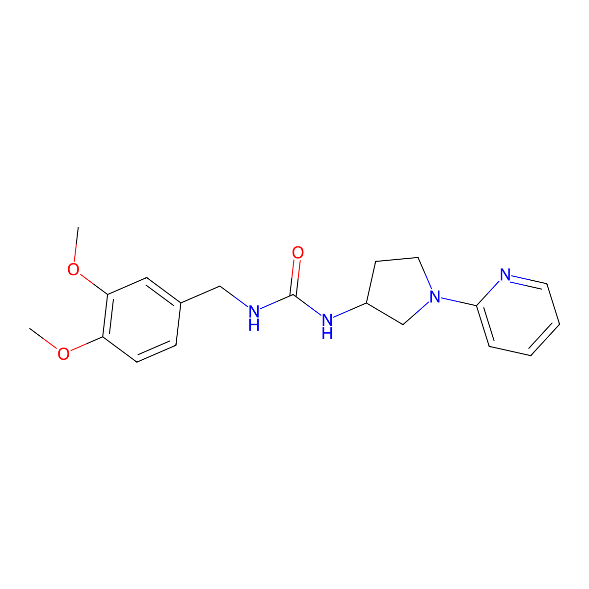 1-(3,4-Dimethoxybenzyl)-3-(1-(pyridin-2-yl)pyrrolidin-3-yl)urea molecular structure, CAS 1798679-53-4