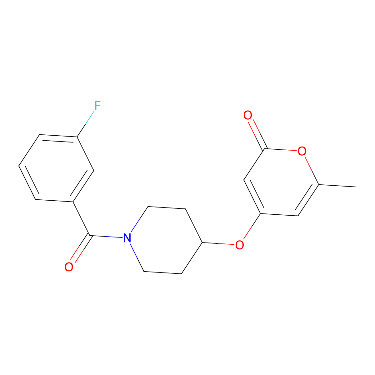 4-((1-(3-fluorobenzoyl)piperidin-4-yl)oxy)-6-methyl-2H-pyran-2-one molecular structure, CAS 1798679-55-6