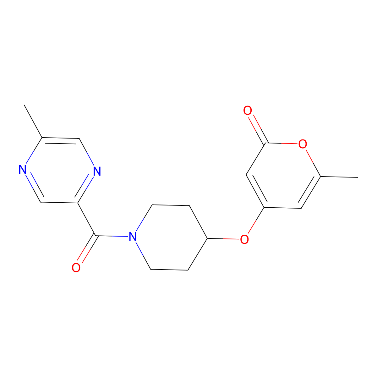 6-methyl-4-{[1-(5-methylpyrazine-2-carbonyl)piperidin-4-yl]oxy}-2H-pyran-2-one molecular structure, CAS 1798679-61-4