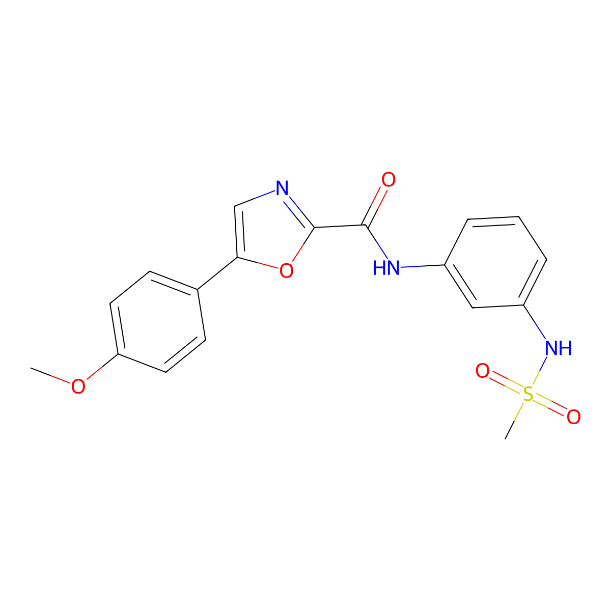 N-(3-methanesulfonamidophenyl)-5-(4-methoxyphenyl)-1,3-oxazole-2-carboxamide molecular structure, CAS 1798679-65-8