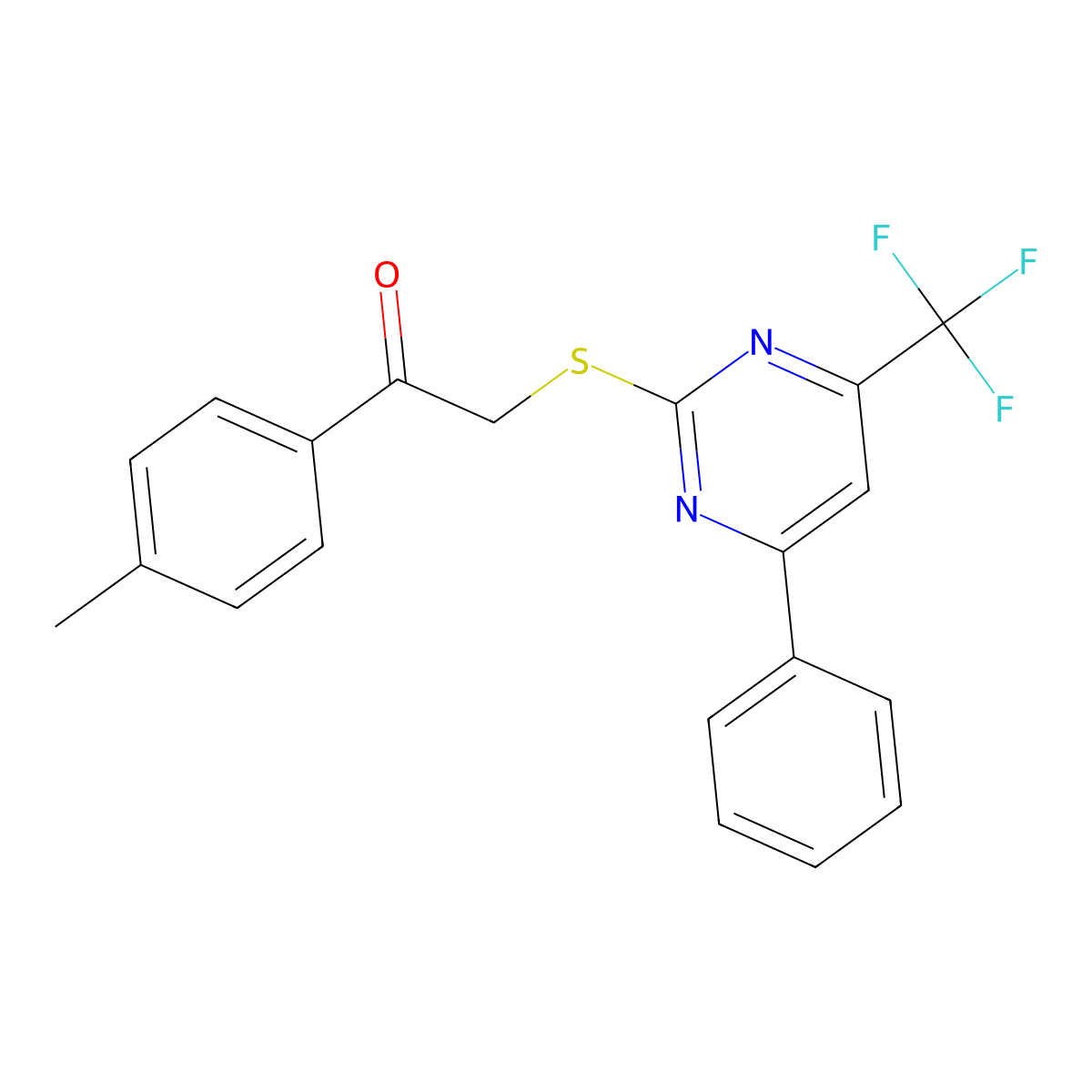 1-(4-Methylphenyl)-2-{[4-phenyl-6-(trifluoromethyl)pyrimidin-2-yl]sulfanyl}ethanone molecular structure, CAS 1798679-67-0