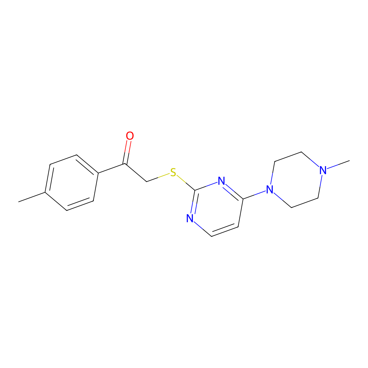 1-(4-Methylphenyl)-2-{[4-(4-methylpiperazin-1-yl)pyrimidin-2-yl]sulfanyl}ethanone molecular structure, CAS 1798679-73-8