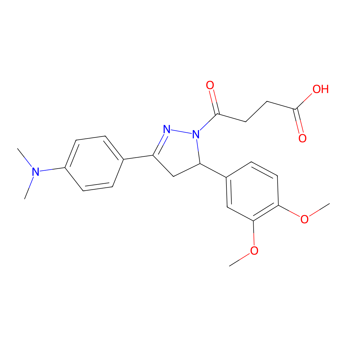 4-[5-(3,4-dimethoxyphenyl)-3-[4-(dimethylamino)phenyl]-4,5-dihydro-1H-pyrazol-1-yl]-4-oxobutanoic acid molecular structure, CAS 1798679-75-0