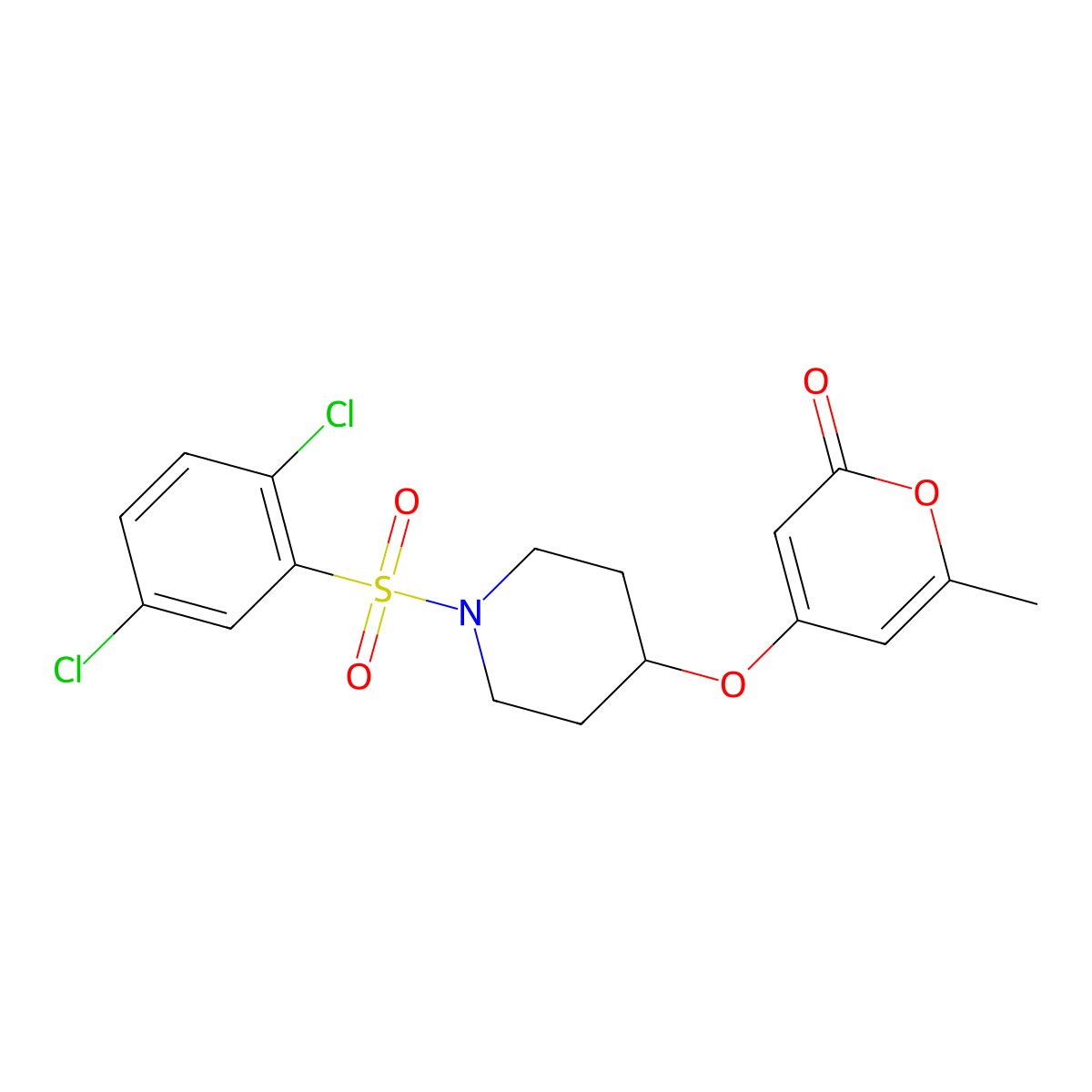4-((1-((2,5-dichlorophenyl)sulfonyl)piperidin-4-yl)oxy)-6-methyl-2H-pyran-2-one molecular structure, CAS 1798679-98-7