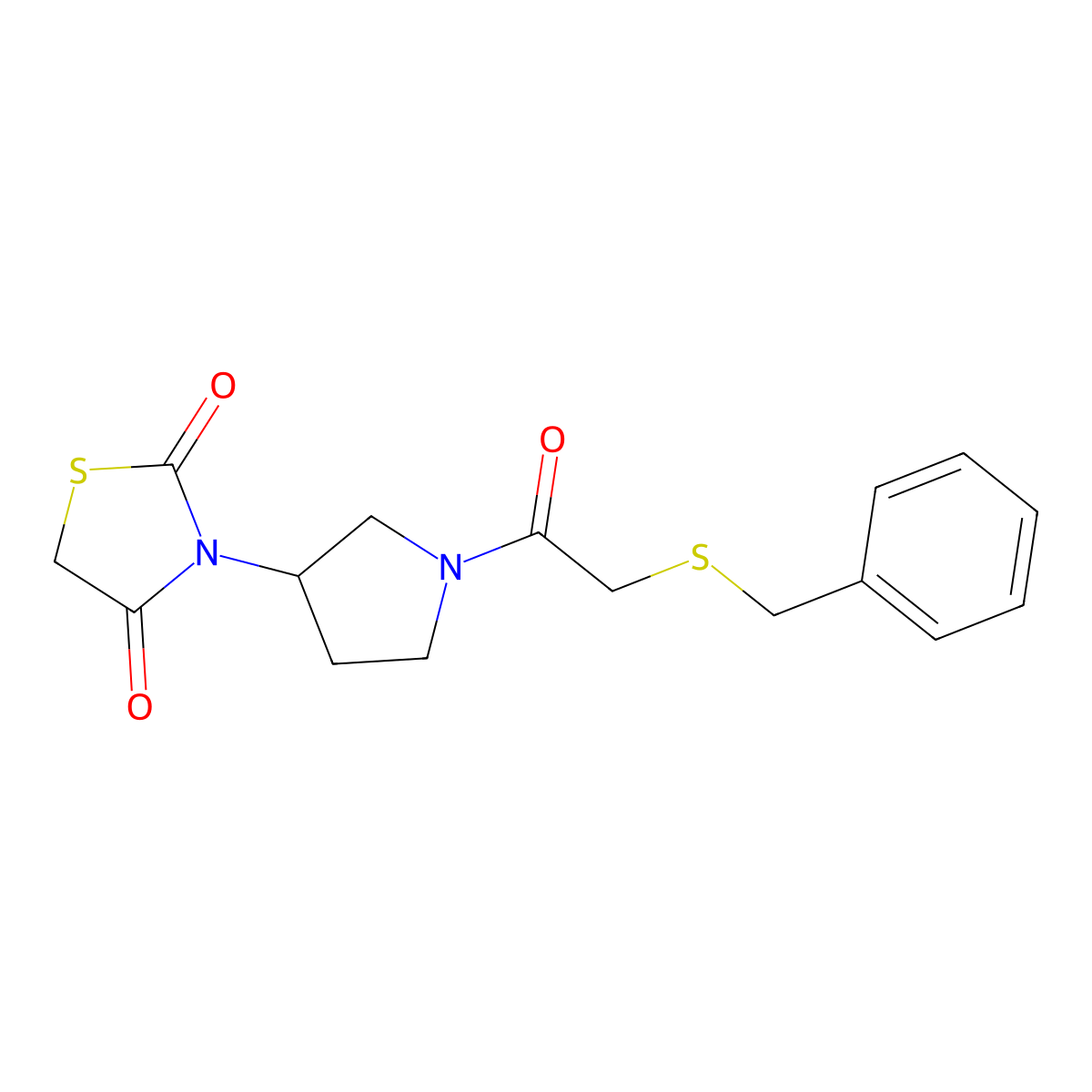 3-(1-(2-(Benzylthio)acetyl)pyrrolidin-3-yl)thiazolidine-2,4-dione molecular structure, CAS 1798680-19-9