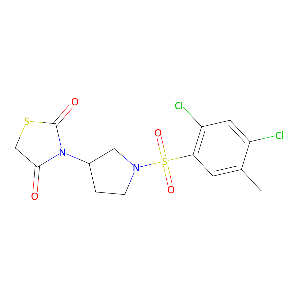 3-(1-((2,4-Dichloro-5-methylphenyl)sulfonyl)pyrrolidin-3-yl)thiazolidine-2,4-dione molecular structure, CAS 1798680-34-8