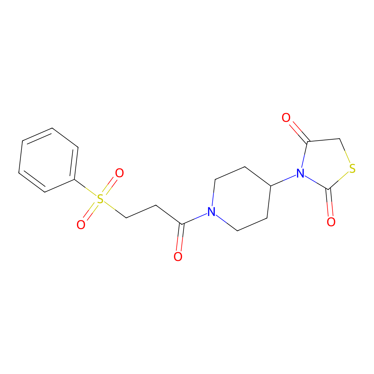 3-(1-(3-(Phenylsulfonyl)propanoyl)piperidin-4-yl)thiazolidine-2,4-dione molecular structure, CAS 1798680-42-8