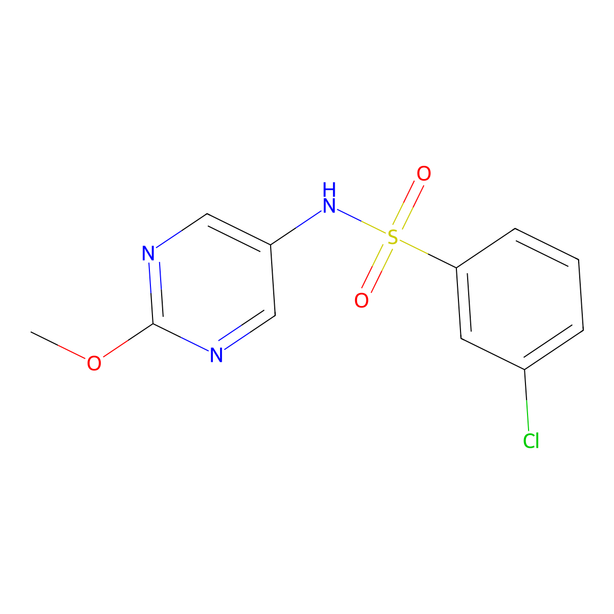 3-chloro-N-(2-methoxypyrimidin-5-yl)benzenesulfonamide molecular structure, CAS 1798680-52-0