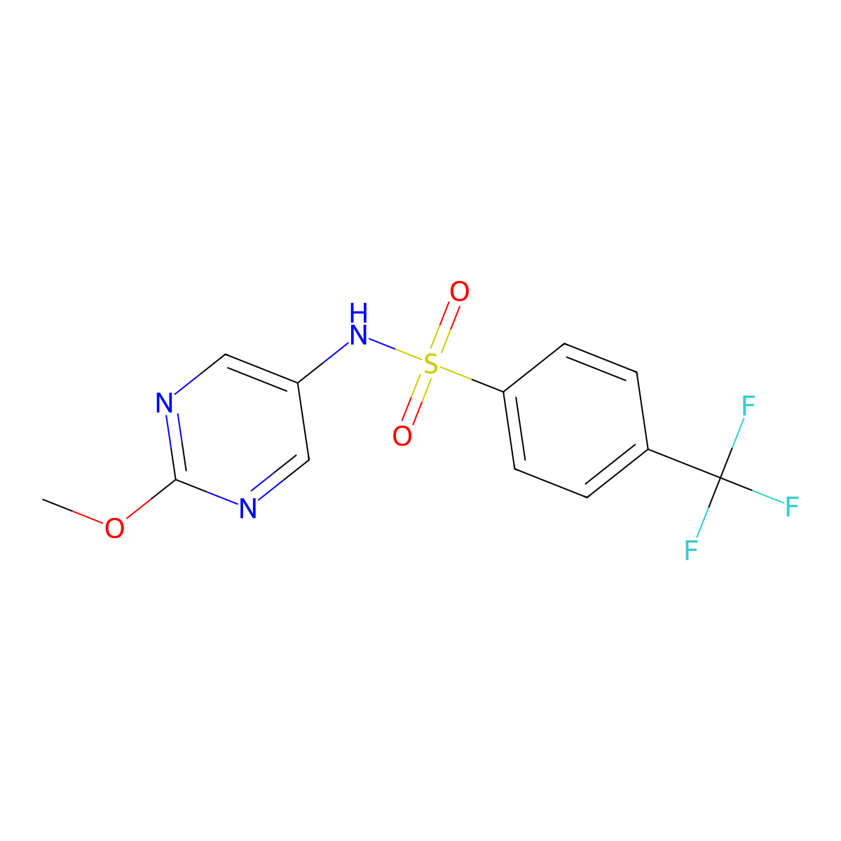 N-(2-methoxypyrimidin-5-yl)-4-(trifluoromethyl)benzenesulfonamide molecular structure, CAS 1798680-55-3