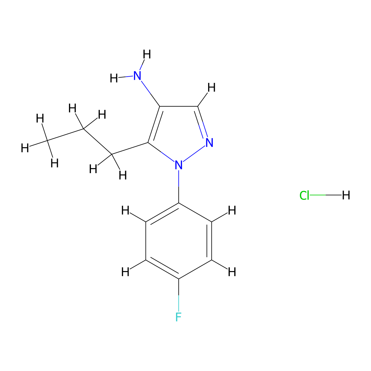 1-(4-fluorophenyl)-5-propyl-1H-pyrazol-4-amine hydrochloride molecular structure, CAS 1798685-35-4