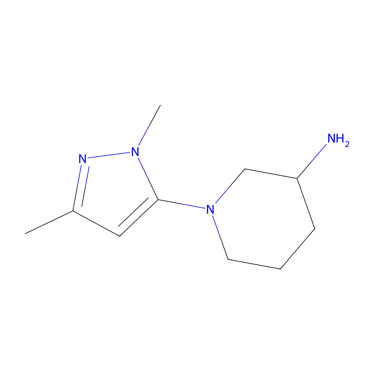 1-(1,3-dimethyl-1H-pyrazol-5-yl)piperidin-3-amine molecular structure, CAS 1798693-84-1