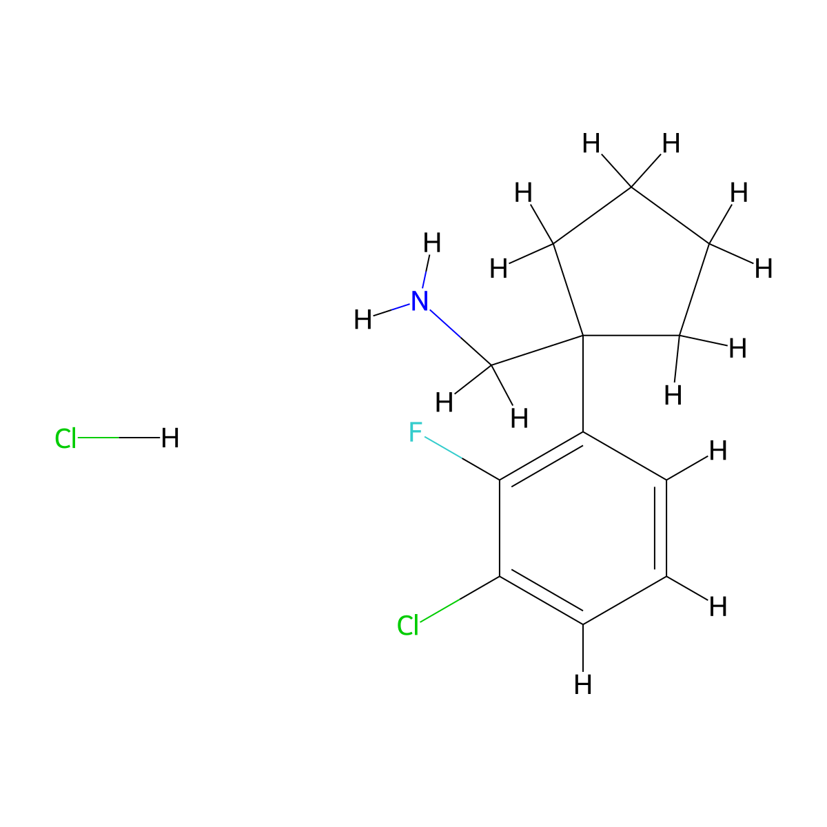 (1-(3-Chloro-2-fluorophenyl)cyclopentyl)methanamine hydrochloride molecular structure, CAS 1798696-90-8