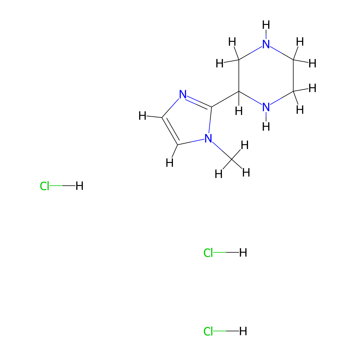 2-(1-methyl-1H-imidazol-2-yl)piperazine trihydrochloride molecular structure, CAS 1798700-80-7