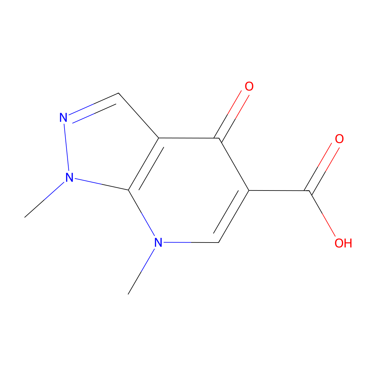 1,7-dimethyl-4-oxo-1H,4H,7H-pyrazolo[3,4-b]pyridine-5-carboxylic acid molecular structure, CAS 1798702-11-0
