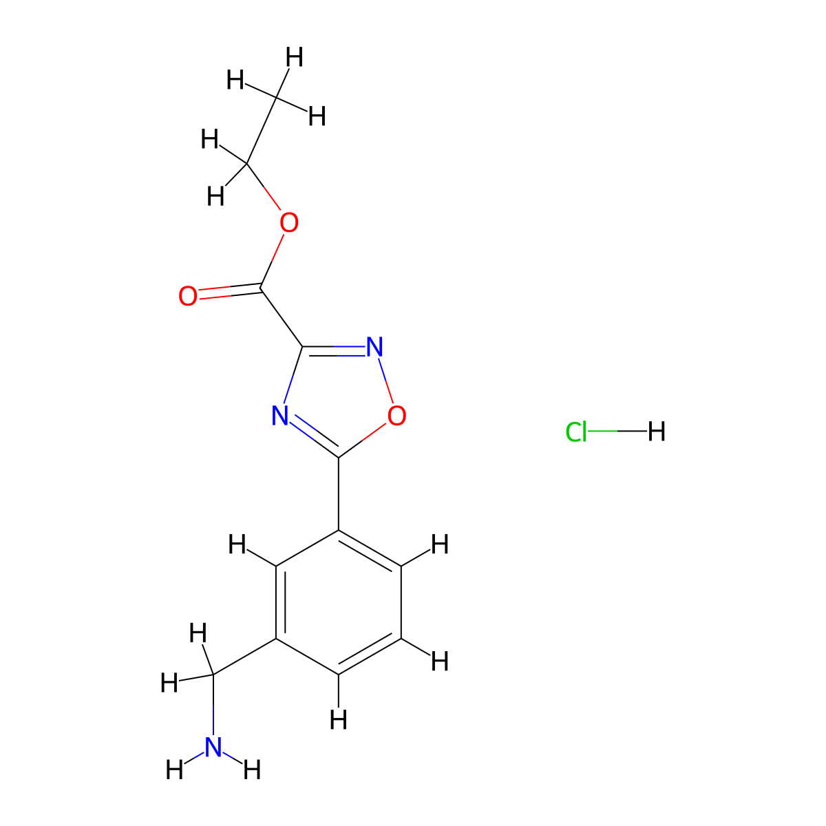 Ethyl 5-[3-(aminomethyl)phenyl]-1,2,4-oxadiazole-3-carboxylate hydrochloride molecular structure, CAS 1798702-20-1