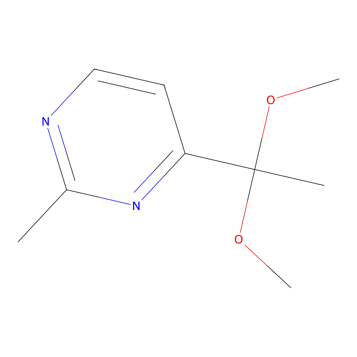4-(1,1-Dimethoxyethyl)-2-methylpyrimidine molecular structure, CAS 1798707-44-4