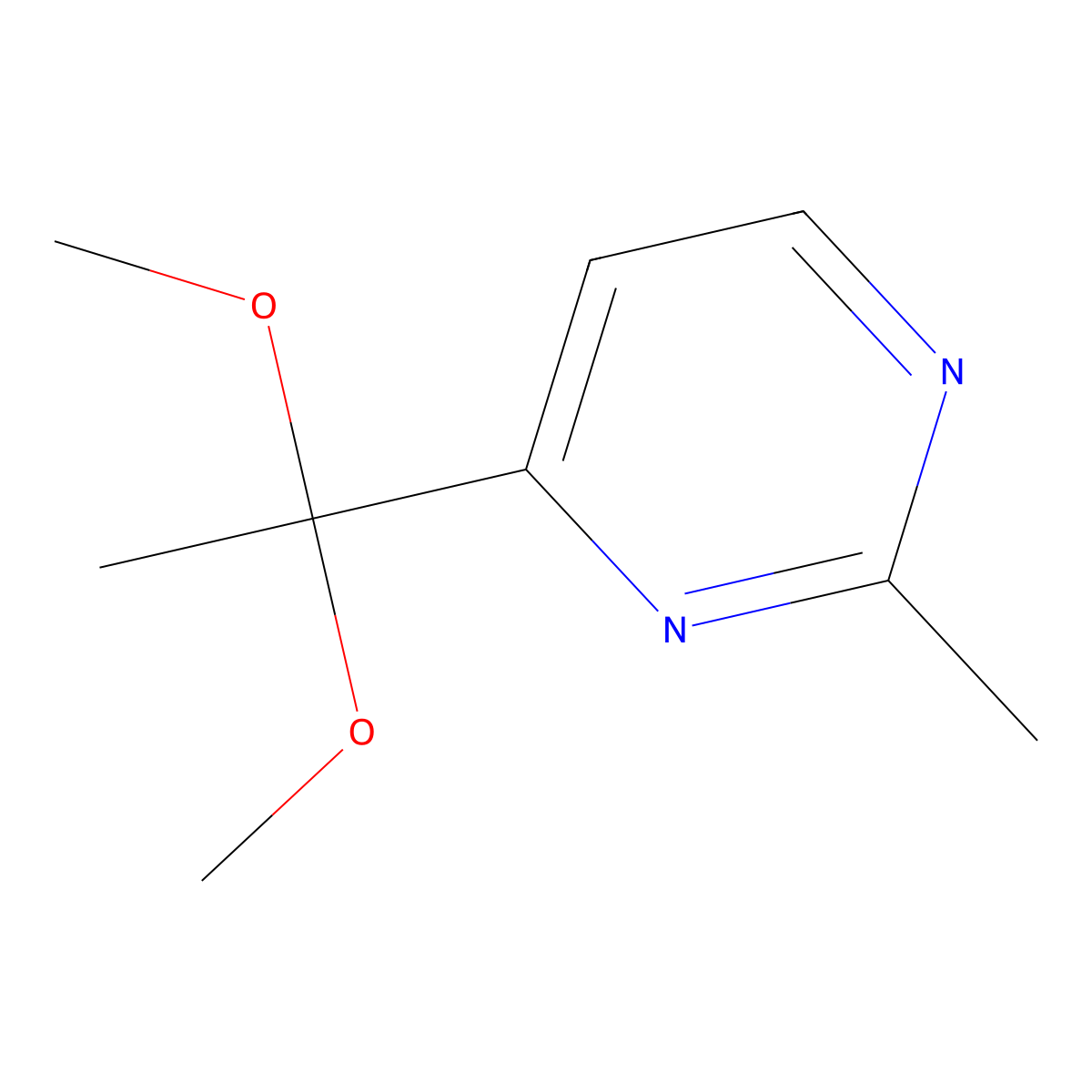 4-(1,1-Dimethoxyethyl)-2-methylpyrimidine molecular structure, CAS 1798707-44-4