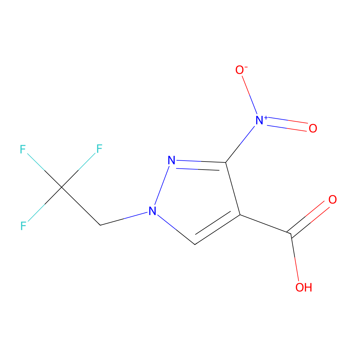 3-Nitro-1-(2,2,2-trifluoroethyl)-1H-pyrazole-4-carboxylic acid molecular structure, CAS 1798715-21-5