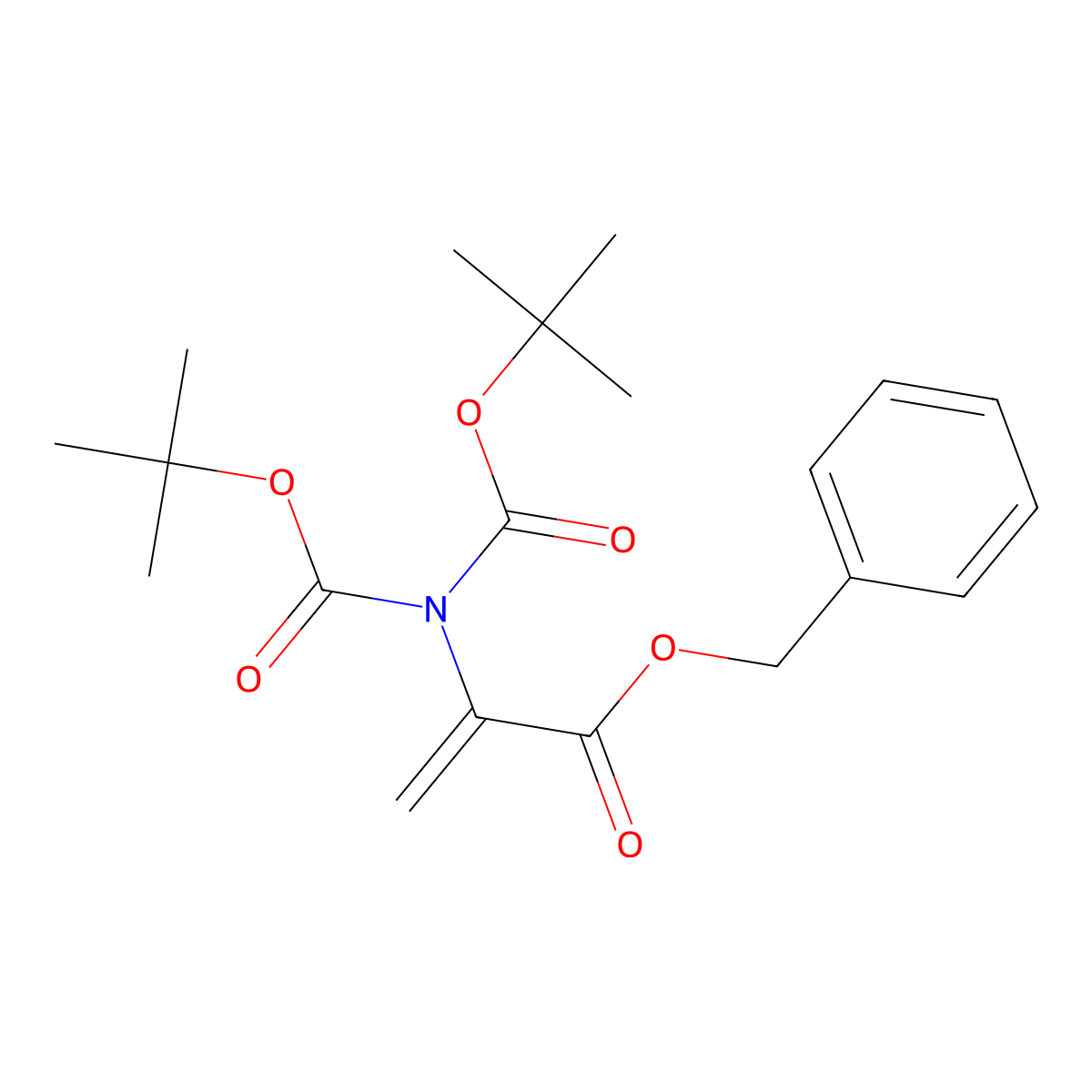 Benzyl 2-(bis((tert-butoxy)carbonyl)amino)prop-2-enoate molecular structure, CAS 1798715-69-1