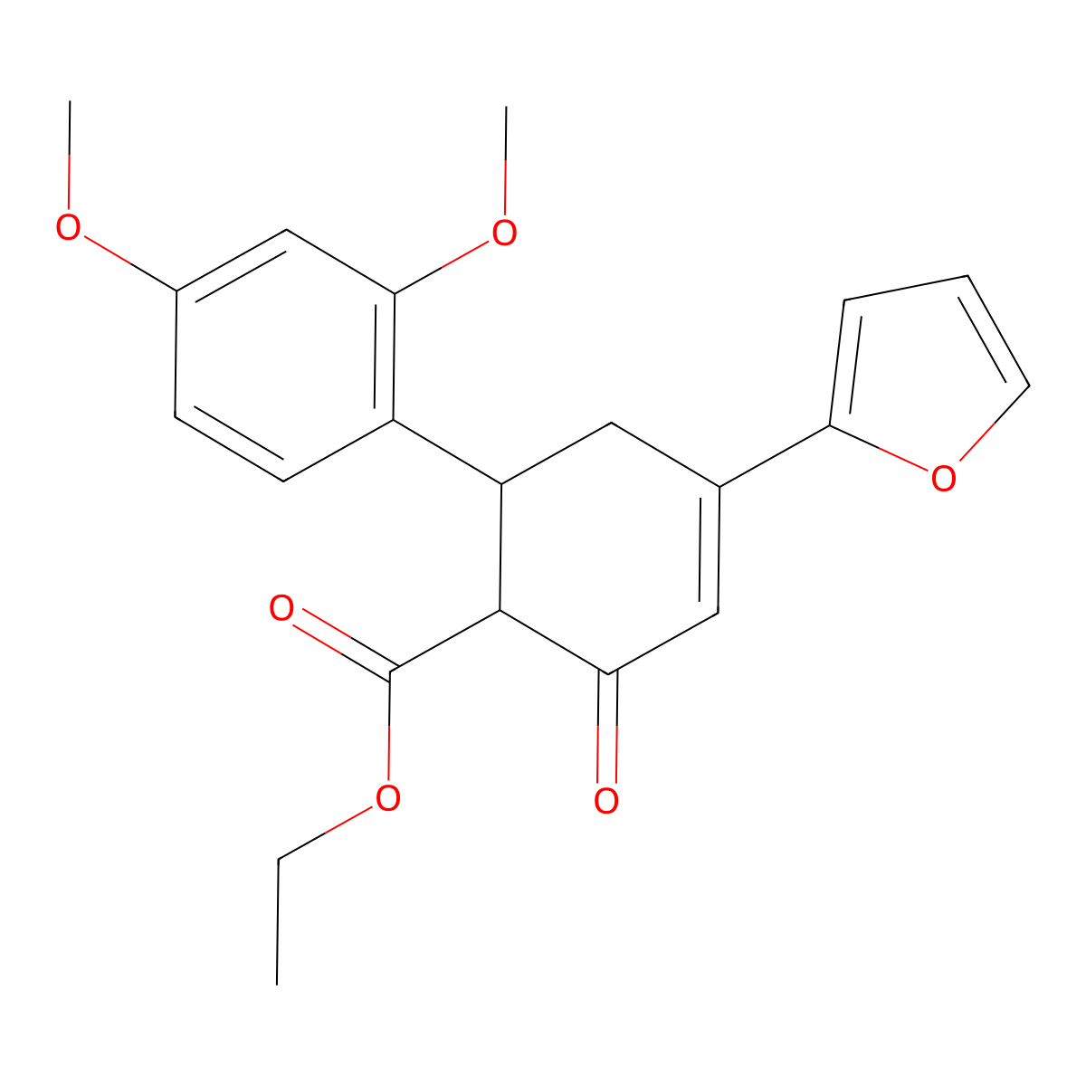 Ethyl 6-(2,4-dimethoxyphenyl)-4-(furan-2-yl)-2-oxocyclohex-3-ene-1-carboxylate molecular structure, CAS 1798717-84-6