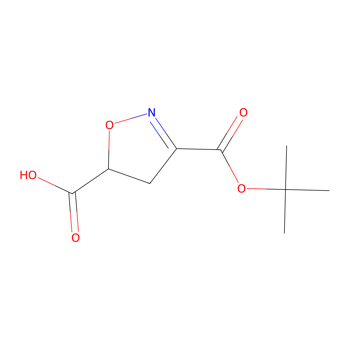 3-[(Tert-butoxy)carbonyl]-4,5-dihydro-1,2-oxazole-5-carboxylic acid molecular structure, CAS 1798718-24-7