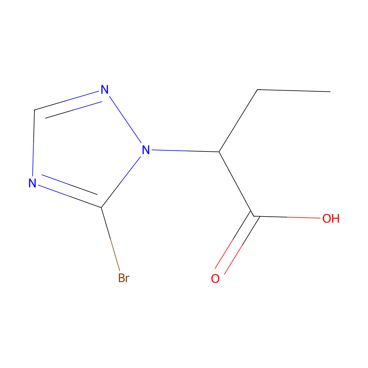 2-(5-bromo-1H-1,2,4-triazol-1-yl)butanoic acid molecular structure, CAS 1798723-20-2