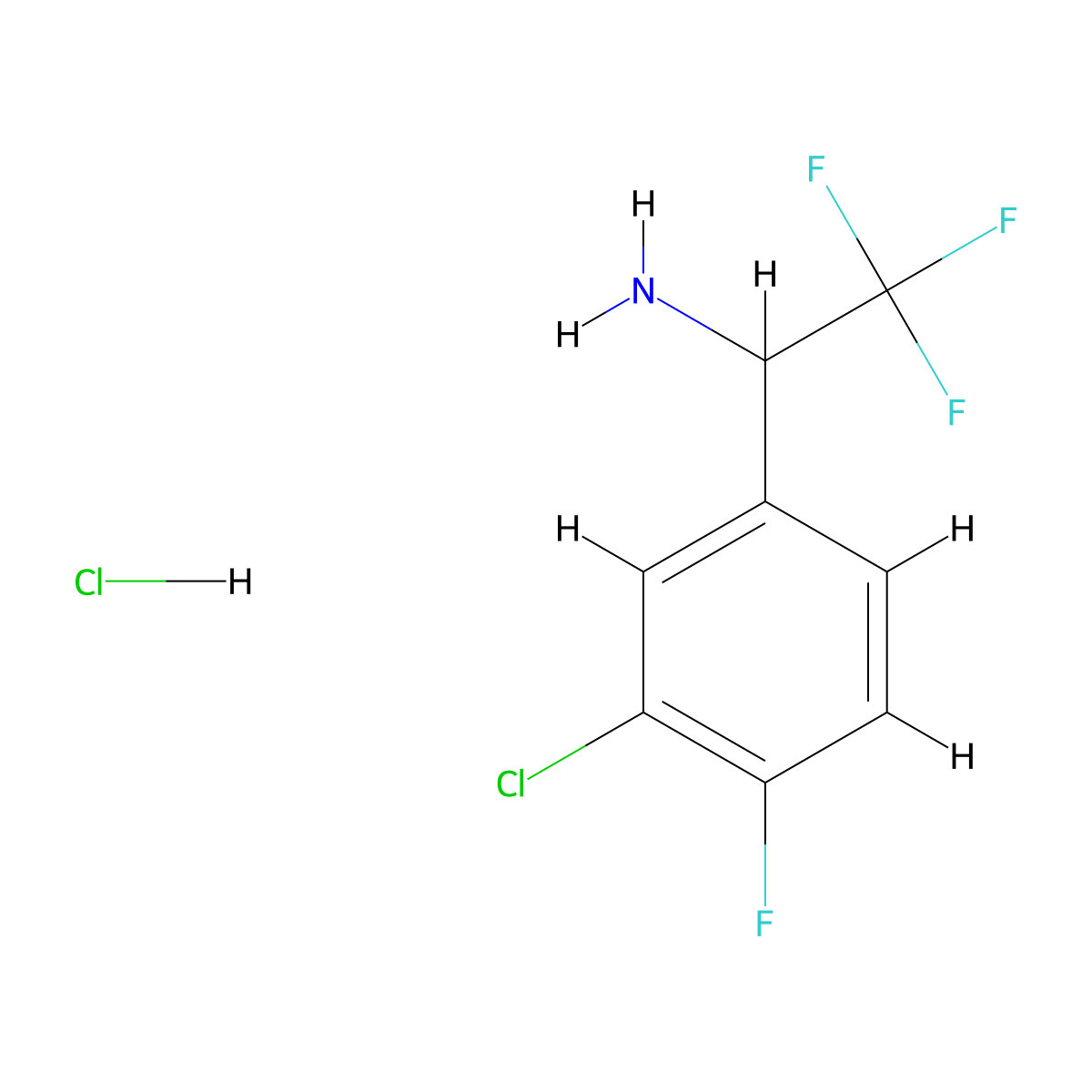 1-(3-Chloro-4-fluorophenyl)-2,2,2-trifluoroethan-1-amine hydrochloride molecular structure, CAS 1798725-72-0