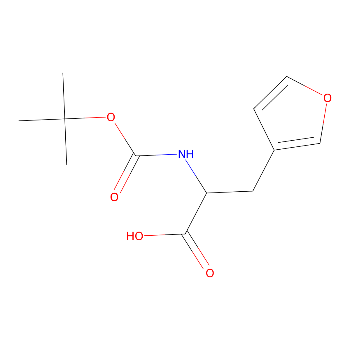 (2S)-2-{[(tert-butoxy)carbonyl]amino}-3-(furan-3-yl)propanoic acid molecular structure, CAS 179873-34-8