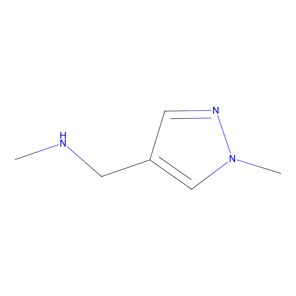 N-methyl-1-(1-methyl-1H-pyrazol-4-yl)methanamine molecular structure, CAS 179873-43-9