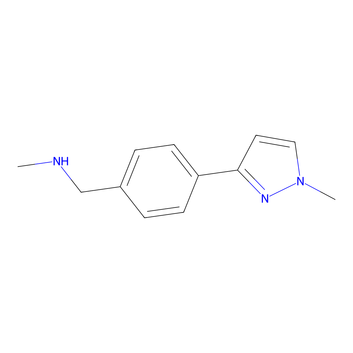 N-Methyl-4-(1-methyl-1H-pyrazol-3-yl)benzylamine molecular structure, CAS 179873-47-3