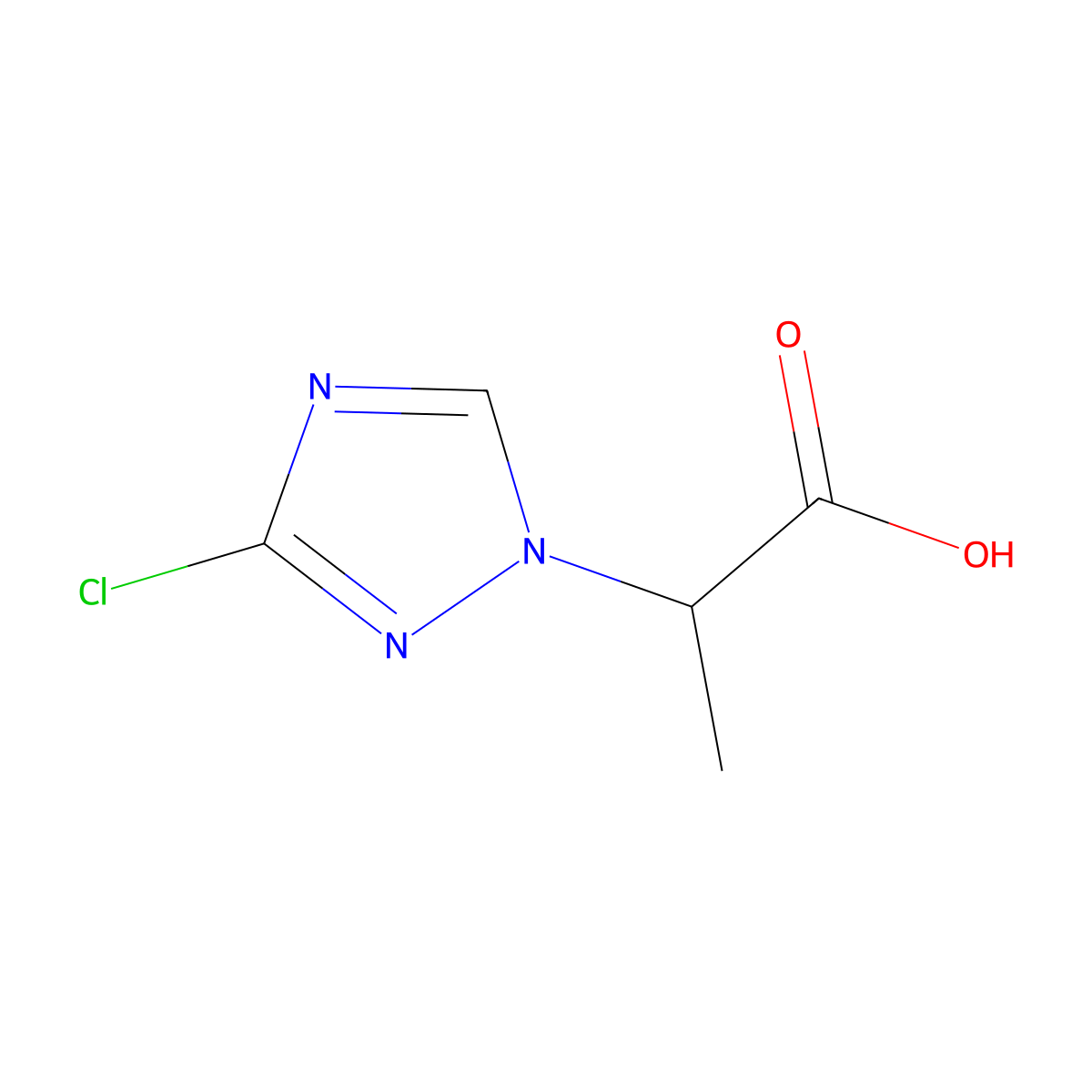 2-(3-chloro-1H-1,2,4-triazol-1-yl)propanoic acid molecular structure, CAS 1798730-56-9